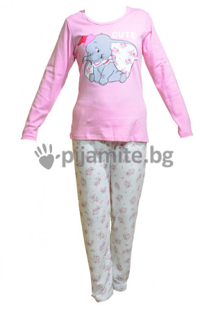   Дамска пижама интерлог, дълъг ръкав Слонче 41607